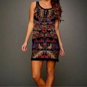Free People Aztec Cross Stitch Embroidered Andean Sheath Dress